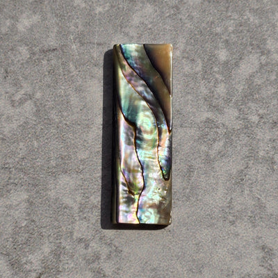 Abalone Shell Rectangle Cabochon - 30mm closeup for detail