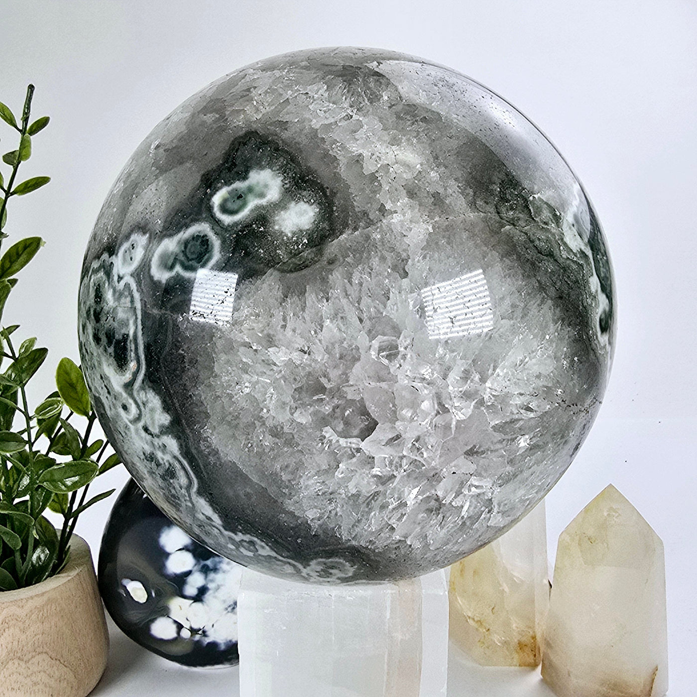 Light Amethyst Large Crystal Sphere One-of-a-Kind back view