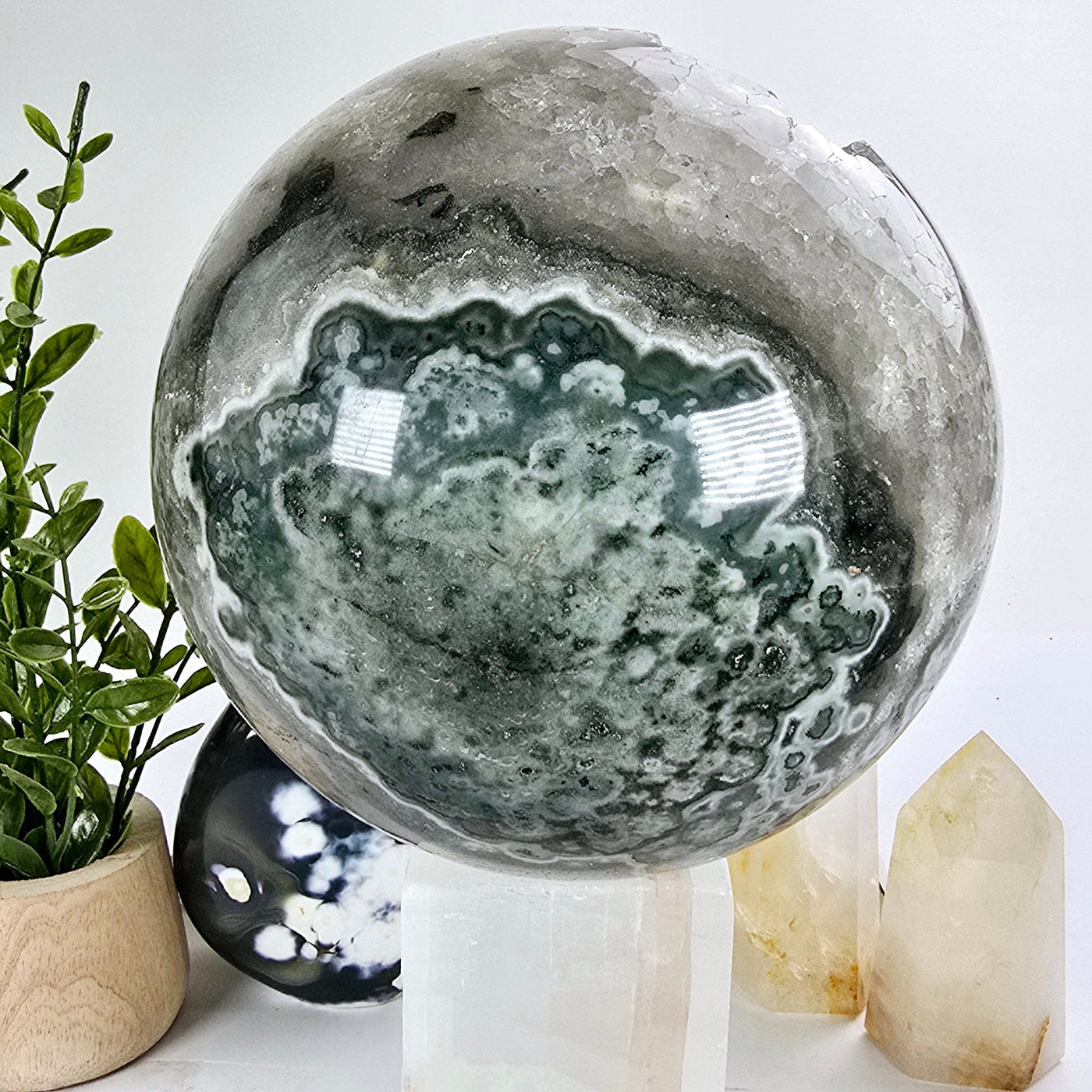 Light Amethyst Large Crystal Sphere One-of-a-Kind side view