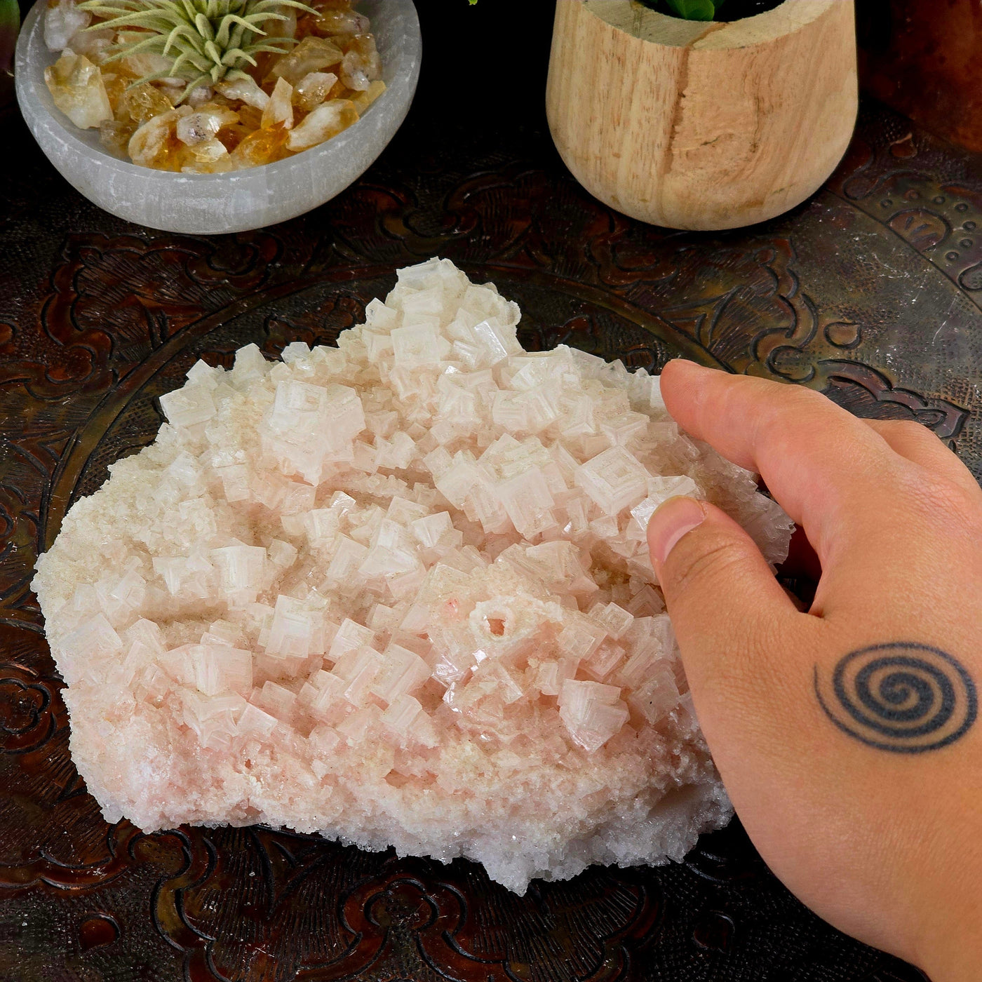 Pink Halite Unique Formation from California #2 with hand for size reference