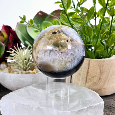 Volcano Agate Amethyst Sphere - One-of-a-Kind front view
