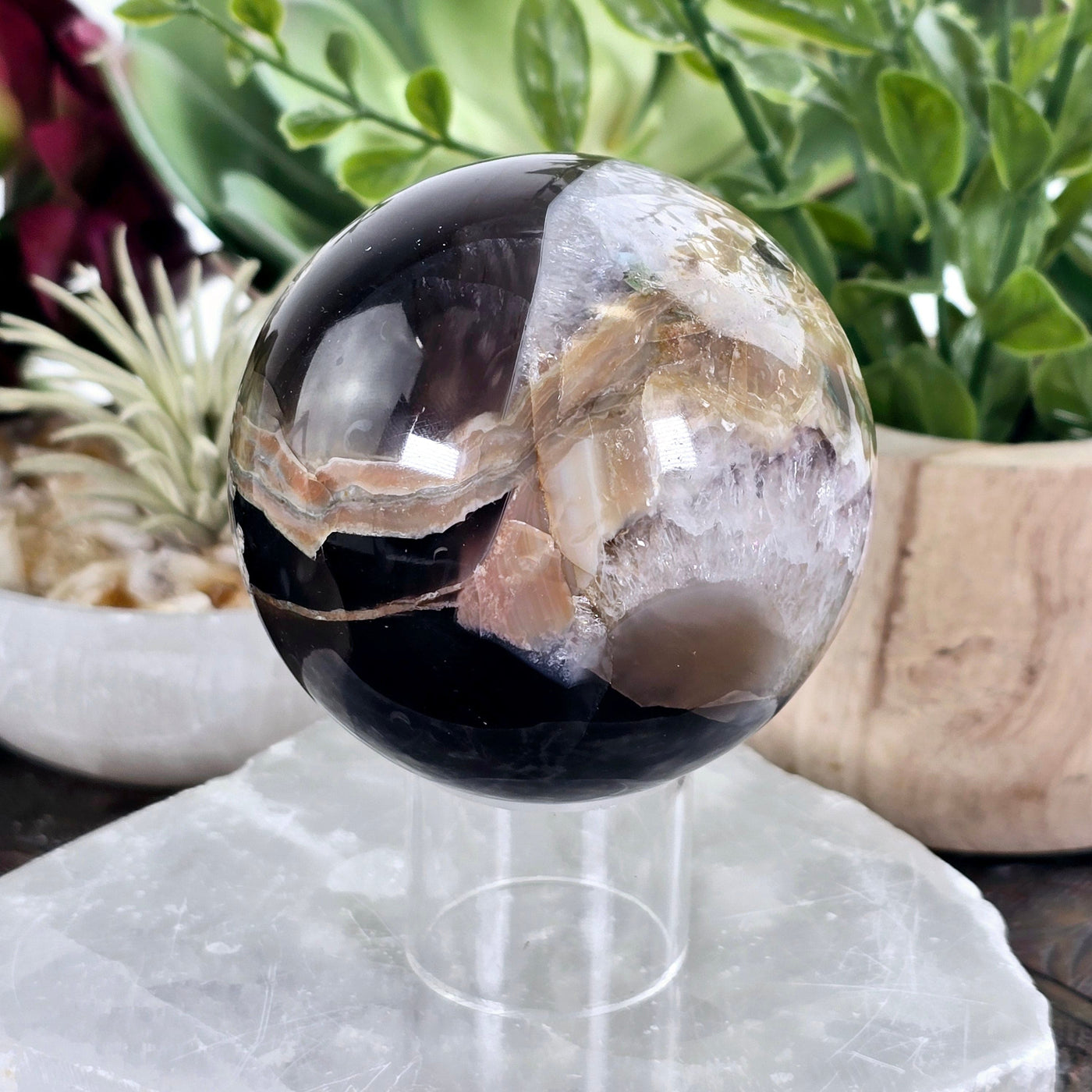 Volcano Agate Amethyst Sphere - One-of-a-Kind side view