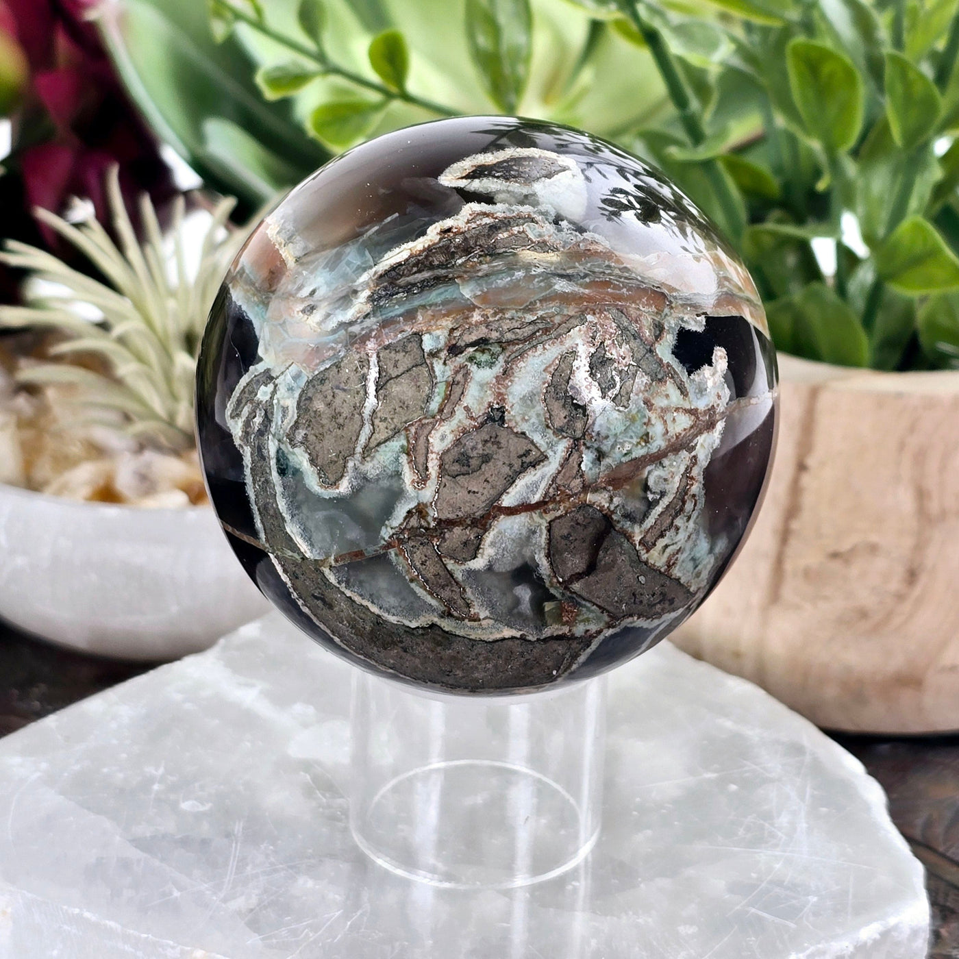 Volcano Agate Amethyst Sphere - One-of-a-Kind back view