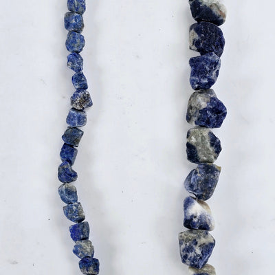 Rough Sodalite Crystal Beads - Full Strand - You Choose Size a single strand of each size on white background