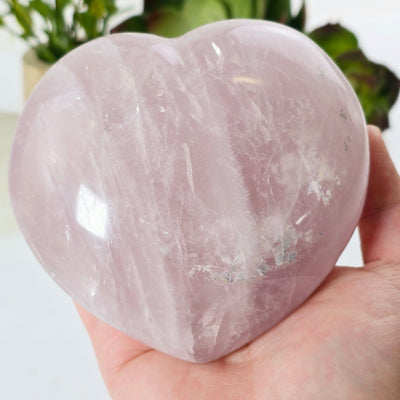 Rose Quartz Crystal Heart One-of-a-Kind #2 in hand for size reference