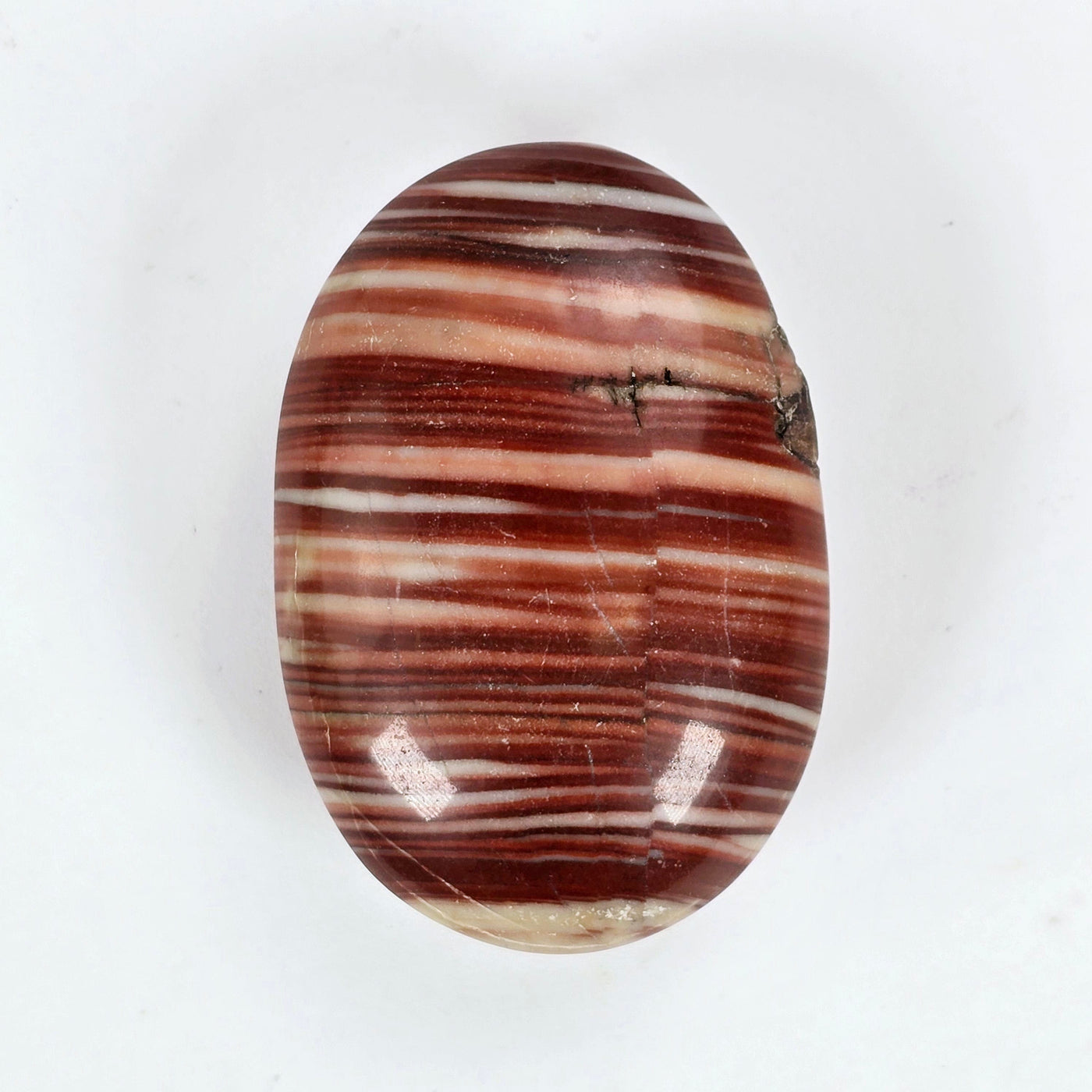 Banded Red Jasper Palm Stone - One-of-a-Kind on white background back view