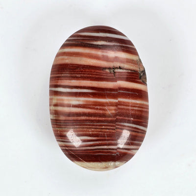 Banded Red Jasper Palm Stone - One-of-a-Kind on white background back view