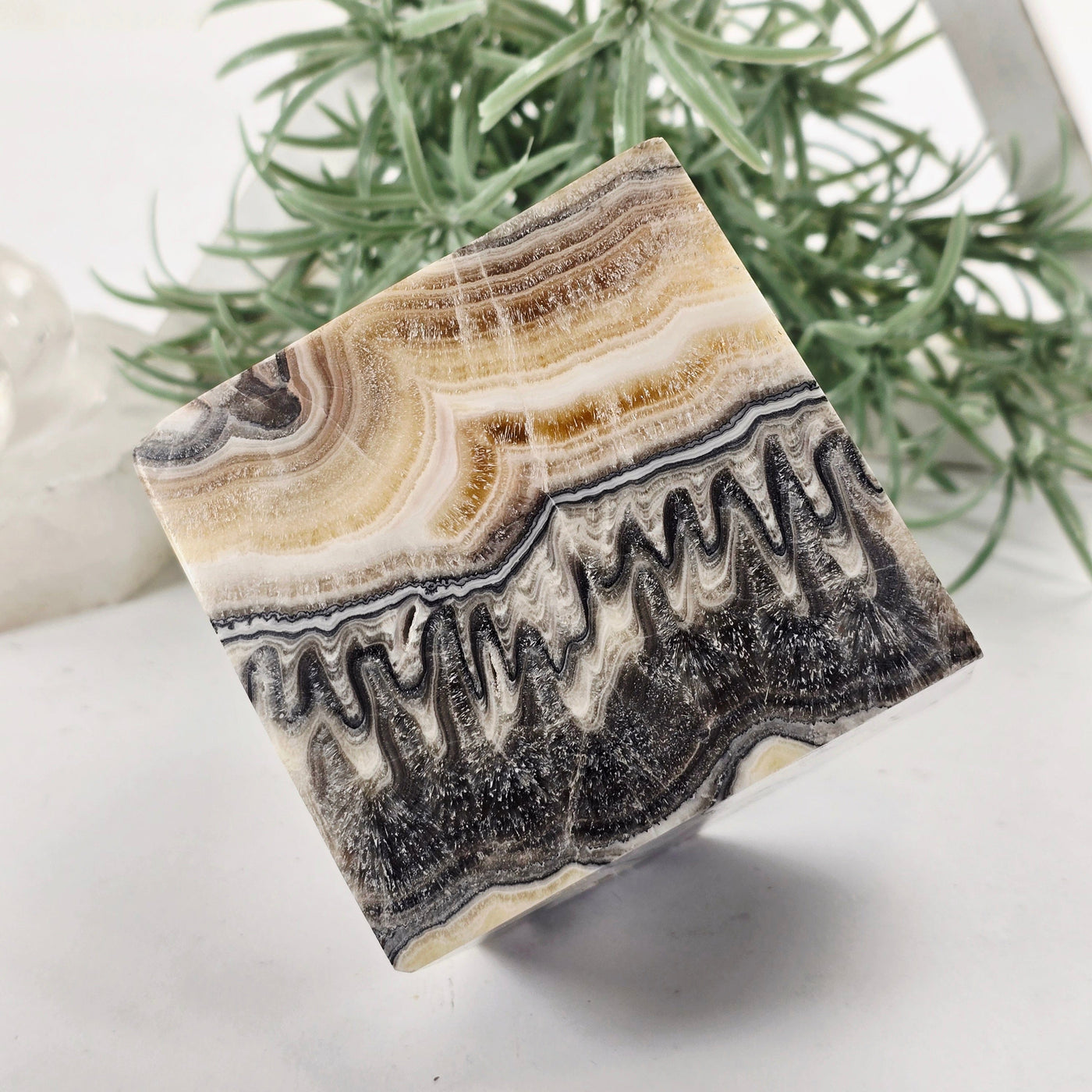 Mexican Onyx Crystal Cube - One-of-a-Kind - As Is side view