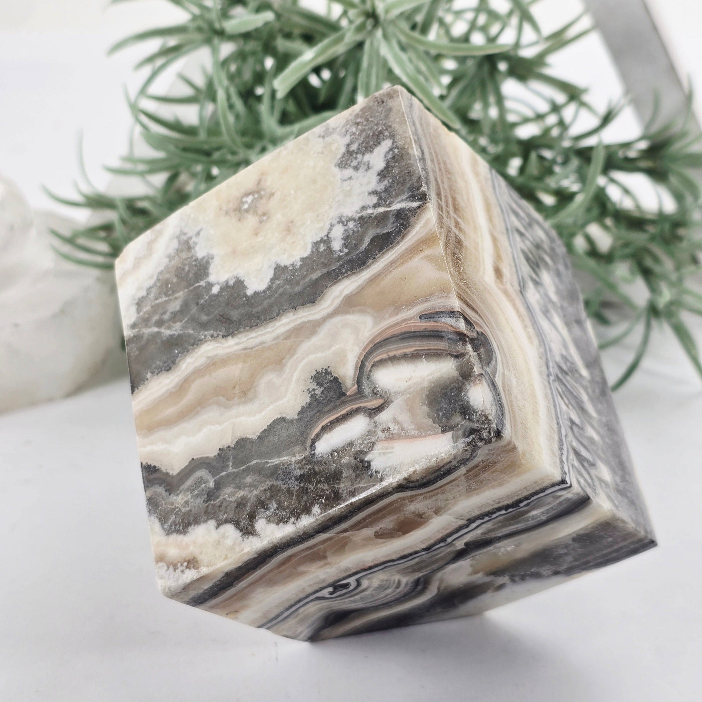 Mexican Onyx Crystal Cube - One-of-a-Kind - As Is side view