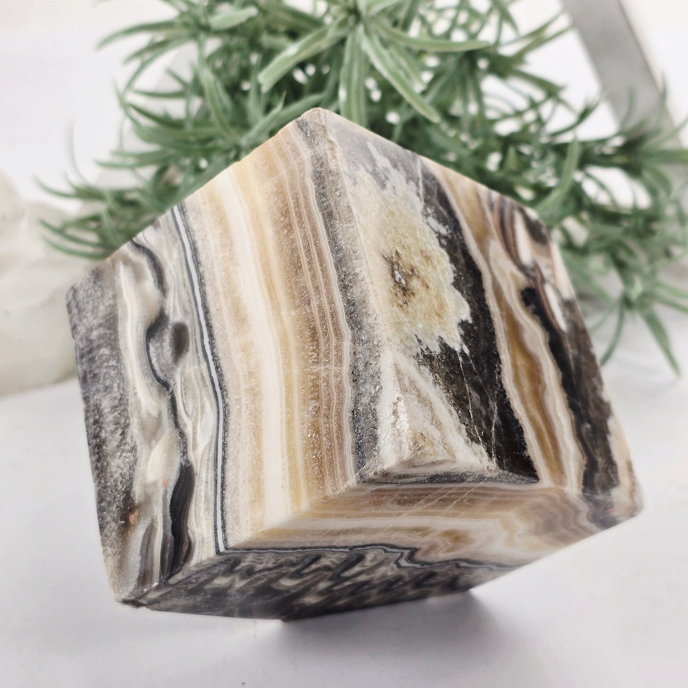 Mexican Onyx Crystal Cube - One-of-a-Kind - As Is side view