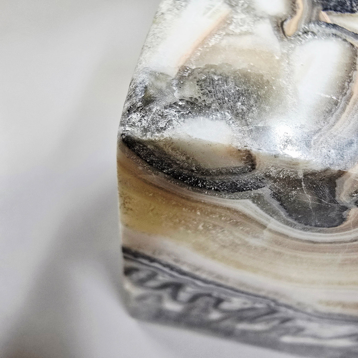 Mexican Onyx Crystal Cube - One-of-a-Kind - As Is closeup to show chip