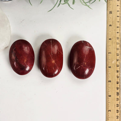 Red Jasper Crystal Palm Stone - You Choose all variants with ruler for size reference