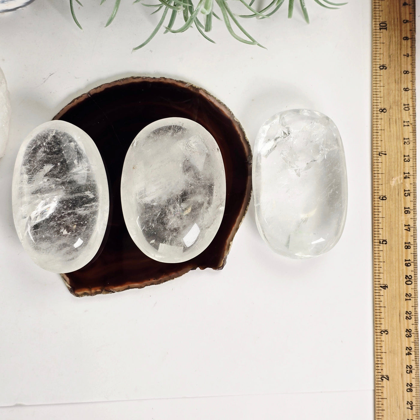 Crystal Quartz Palm Stone - You Choose all variants with ruler for size reference