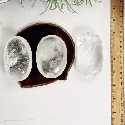 Crystal Quartz Palm Stone - You Choose all variants with ruler for size reference