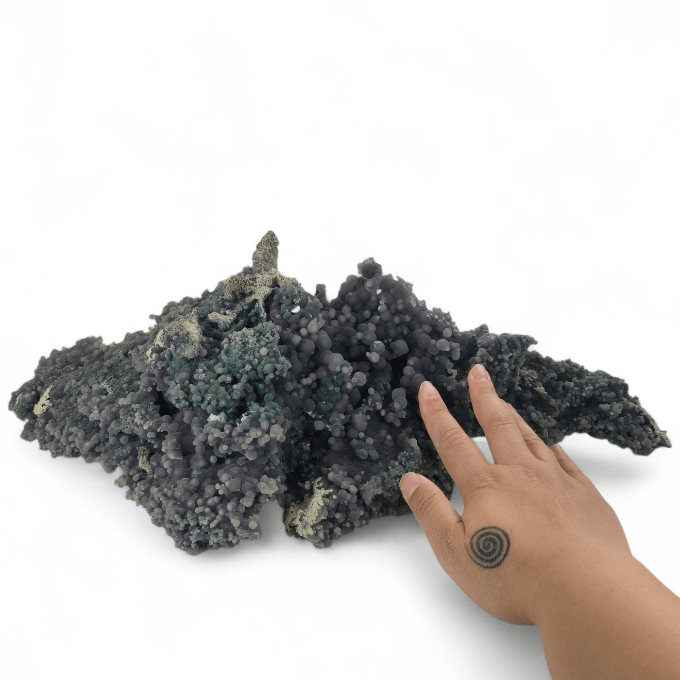 Grape Agate - Large Purple Grape Chalcedony Crystal Cluster from Indonesia - One-of-a-Kind with hand for size reference