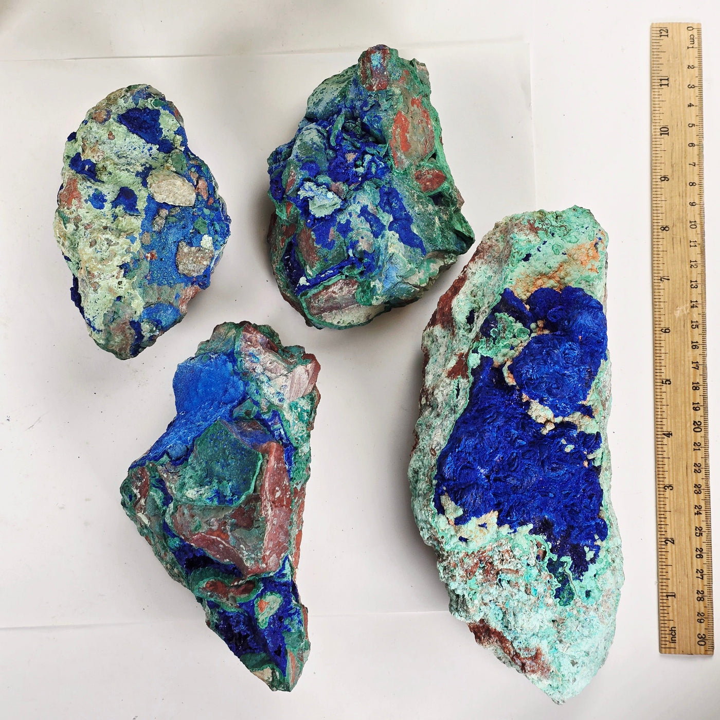 Azurite with Malachite Crystal on Matrix - AAA Grade - You Choose #2 all variants with ruler for size reference