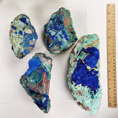 Azurite with Malachite Crystal on Matrix - AAA Grade - You Choose #2 all variants with ruler for size reference