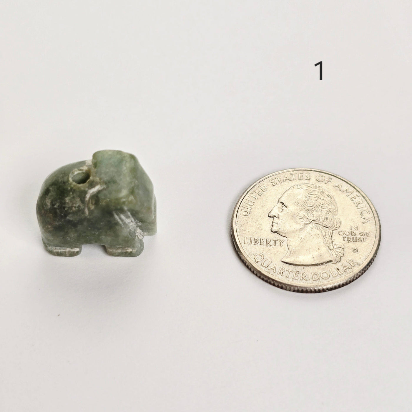 Jade Elephant Crystal Beads - You Choose Quantity 1, 5, 10 one next to quarter for size reference