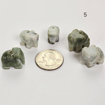 Jade Elephant Crystal Beads - You Choose Quantity 1, 5, 10 five next to quarter for size reference