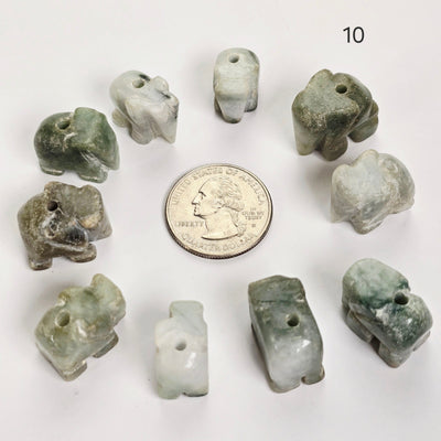 Jade Elephant Crystal Beads - You Choose Quantity 1, 5, 10 ten next to quarter for size reference
