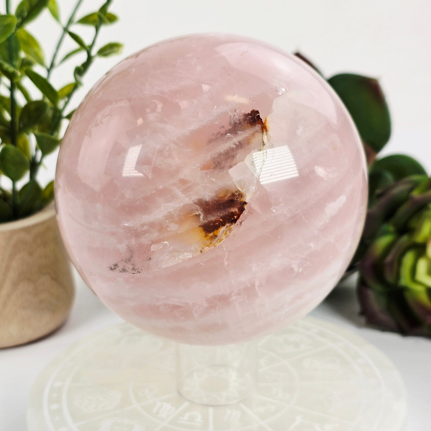Rose Quartz Crystal Sphere - One-of-a-Kind side view