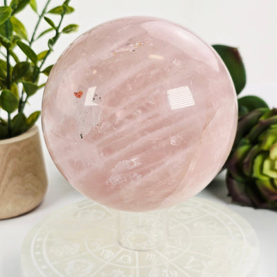 Rose Quartz Crystal Sphere - One-of-a-Kind side view