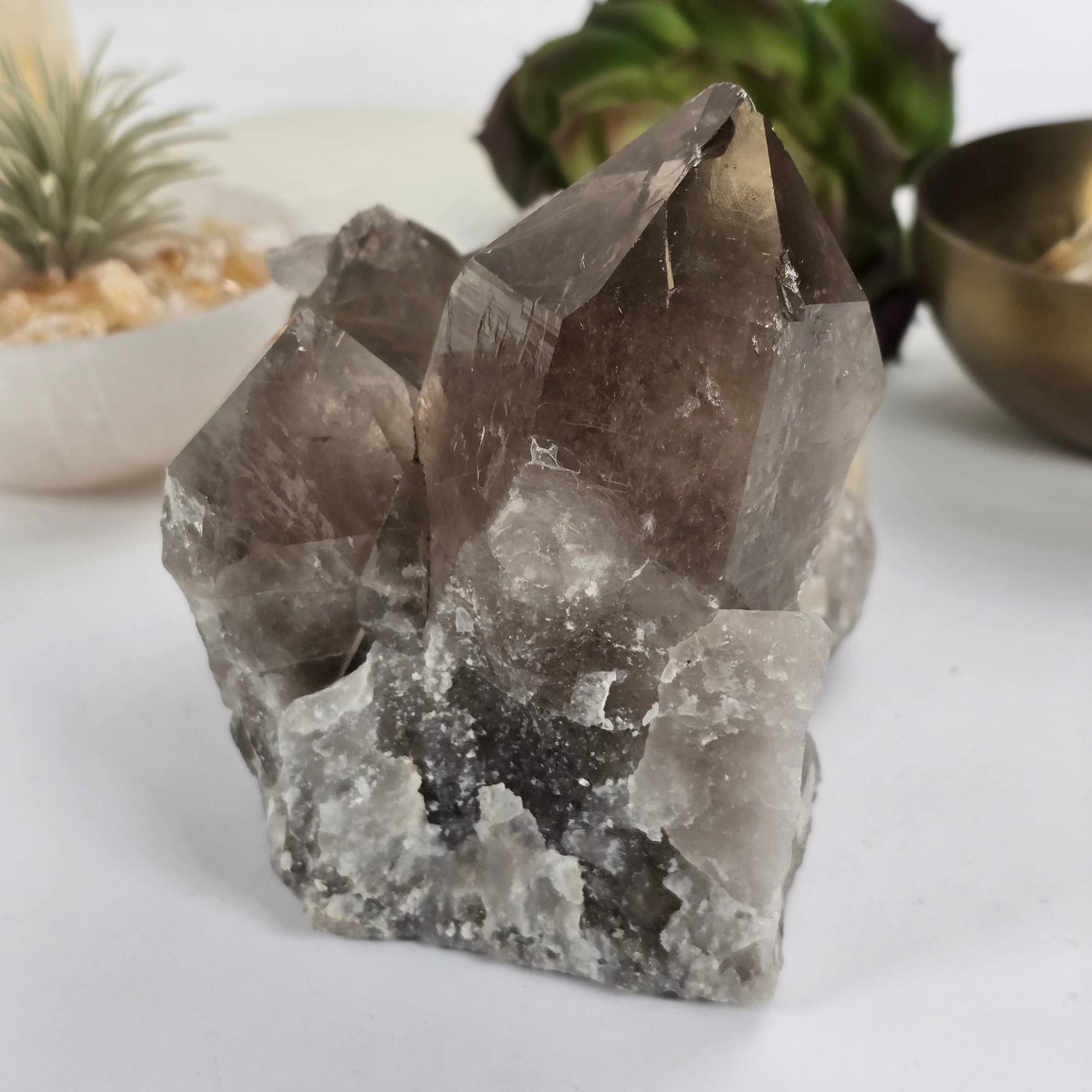 Rutilated Smokey Quartz - Large Crystal Cluster - One-of-a-Kind #2 side view