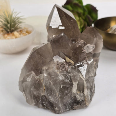 Rutilated Smokey Quartz - Large Crystal Cluster - One-of-a-Kind #2 side view