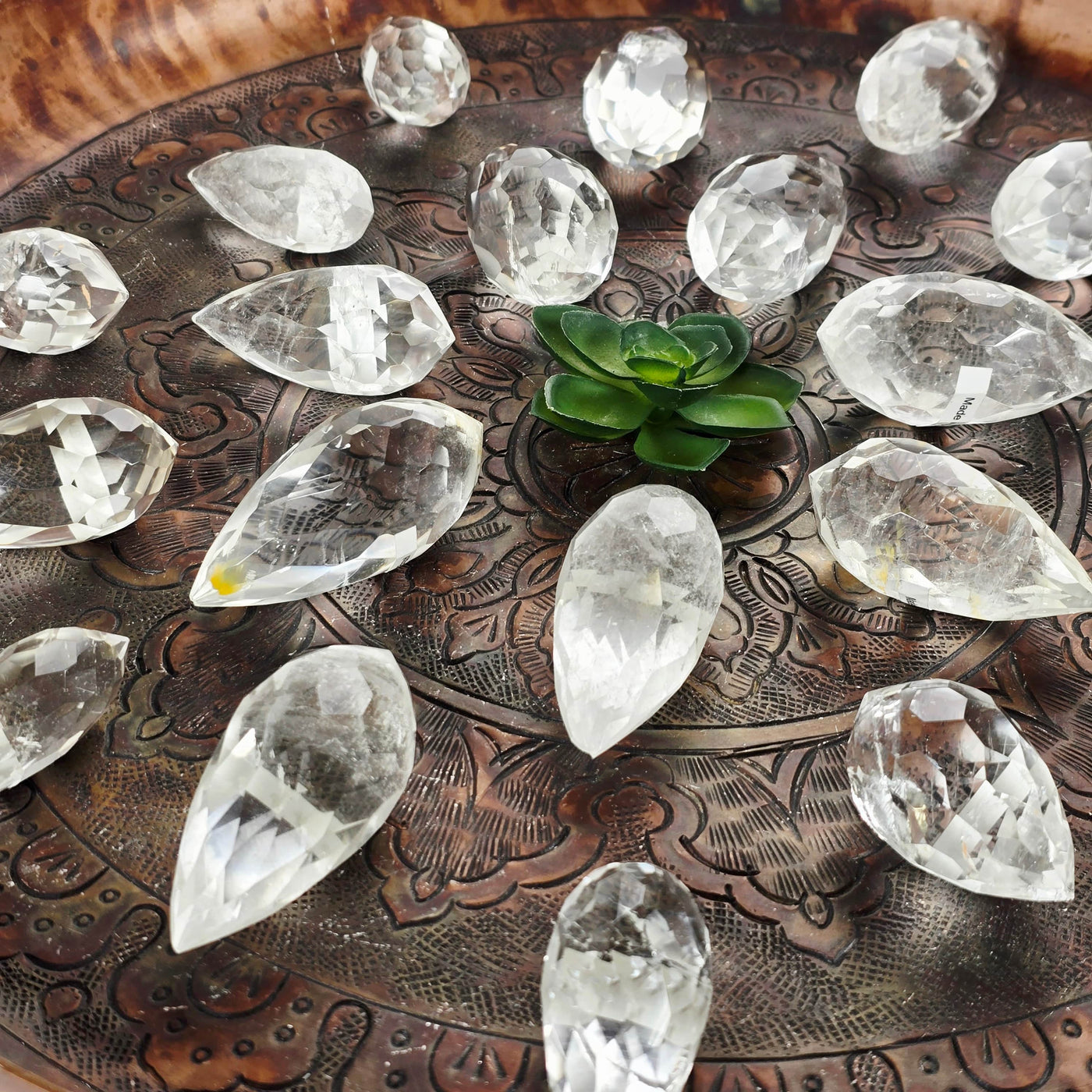 Crystal Quartz Faceted Double Terminated Points - Lot of 21 Crystals - As Is - You Get All side view of arrangement