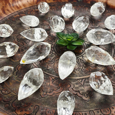 Crystal Quartz Faceted Double Terminated Points - Lot of 21 Crystals - As Is - You Get All side view of arrangement