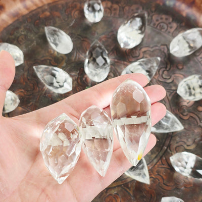 Crystal Quartz Faceted Double Terminated Points - Lot of 21 Crystals - As Is - You Get All three in hand for size reference