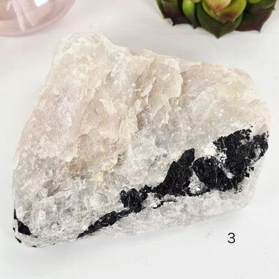 Black Tourmaline on Rose Quartz Crystal Matrix Rare Find - You Choose #2 variant 3 labeled