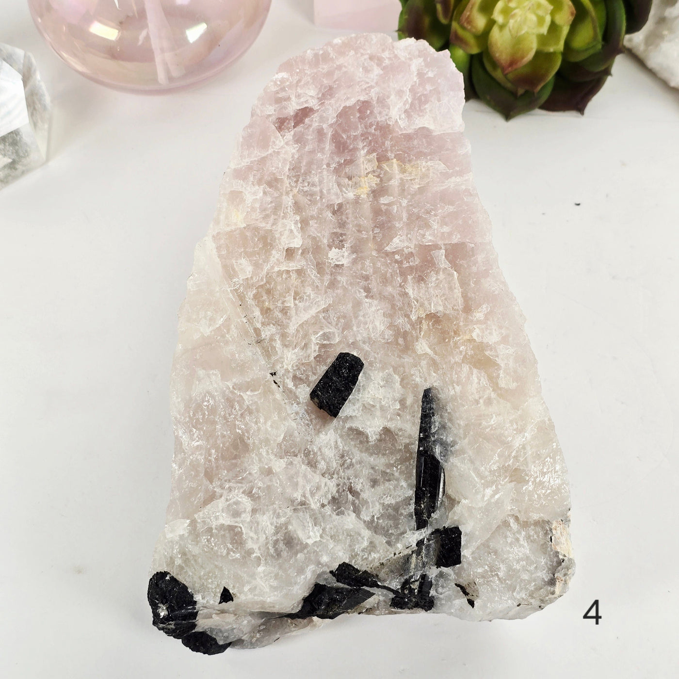 Black Tourmaline on Rose Quartz Crystal Matrix Rare Find - You Choose #2 variant 4 labeled