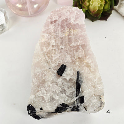 Black Tourmaline on Rose Quartz Crystal Matrix Rare Find - You Choose #2 variant 4 labeled