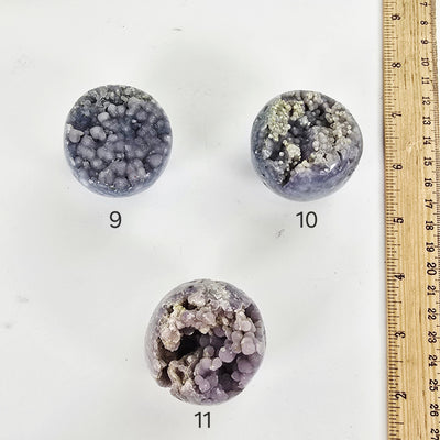 Grape Agate Polished Crystal Egg from Indonesia - You Choose #2 variants 9, 10, and 11 labeled with ruler for size reference