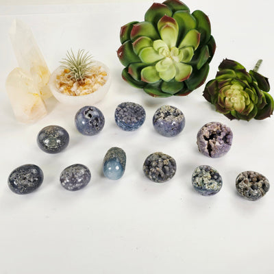 Grape Agate Polished Crystal Egg from Indonesia - You Choose #2 all variants top view