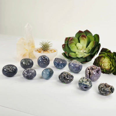 Grape Agate Polished Crystal Egg from Indonesia - You Choose #2 all variants side view