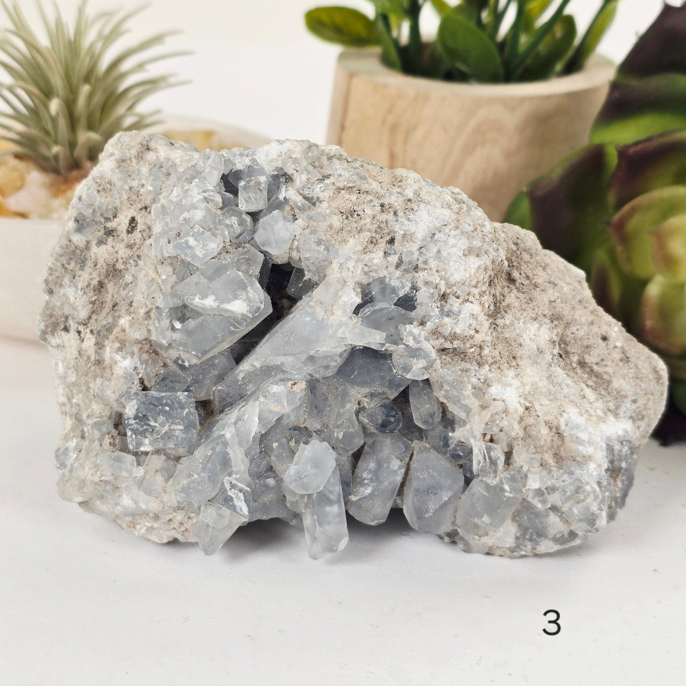 Celestite Crystal Cluster - You Choose variant 3 labeled