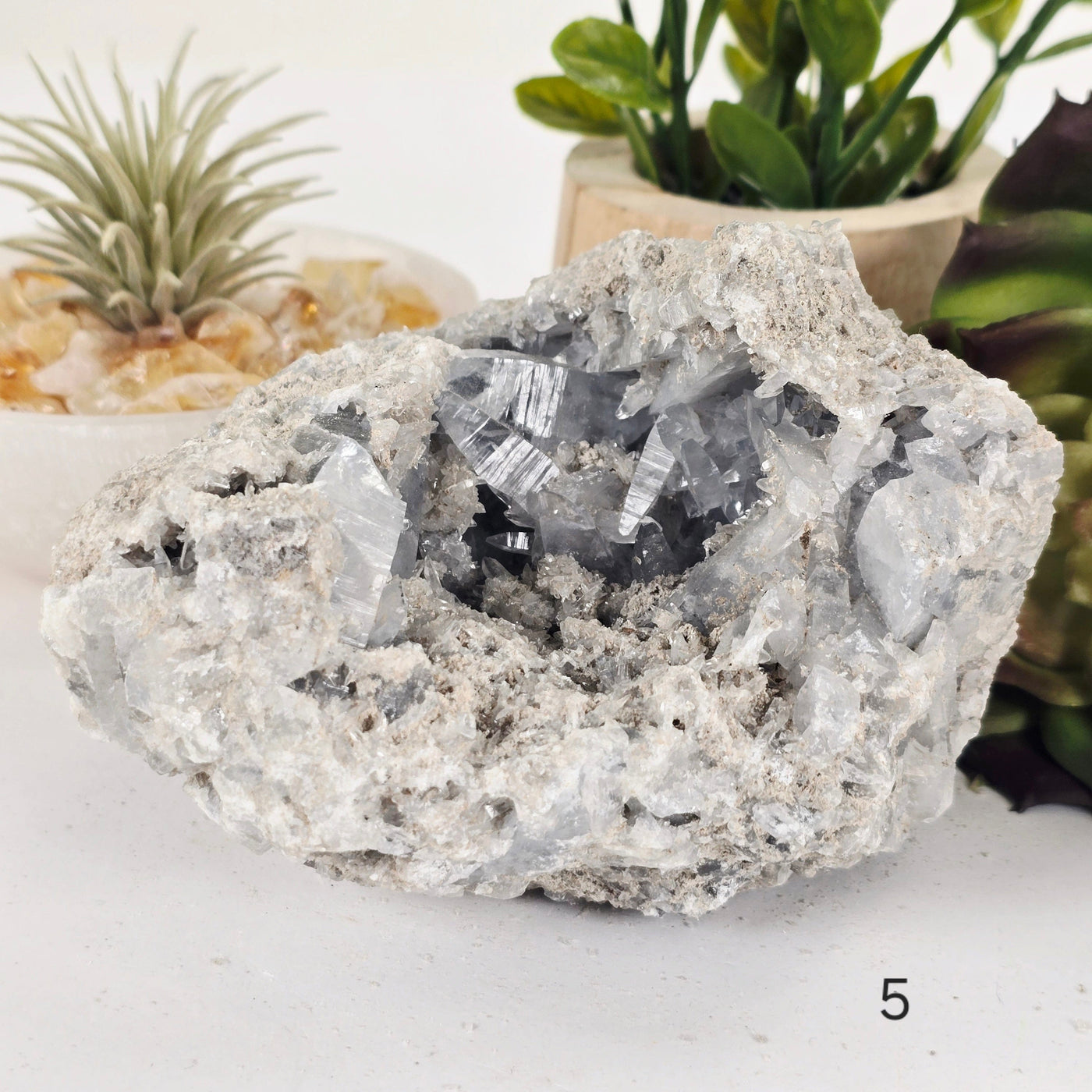 Celestite Crystal Cluster - You Choose variant 5 labeled