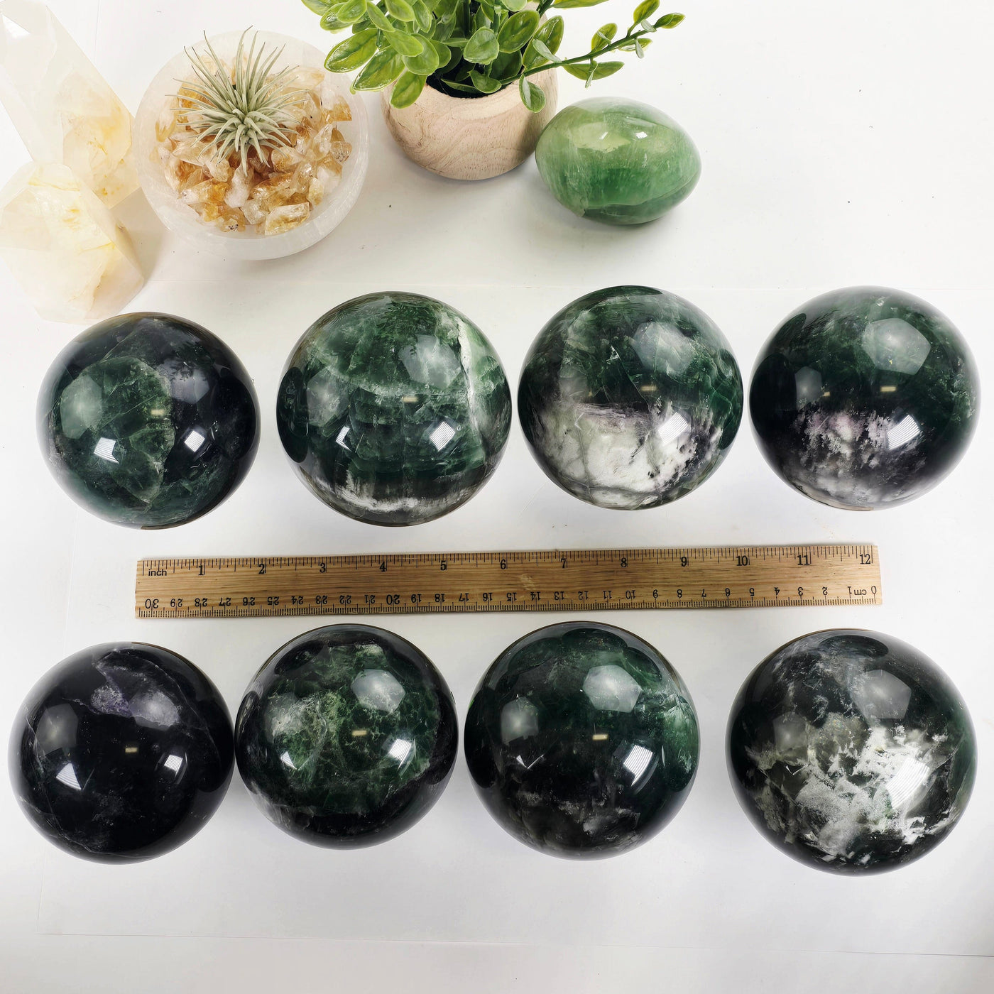 Fluorite Crystal Sphere - You Choose #2 all variants with ruler for size reference