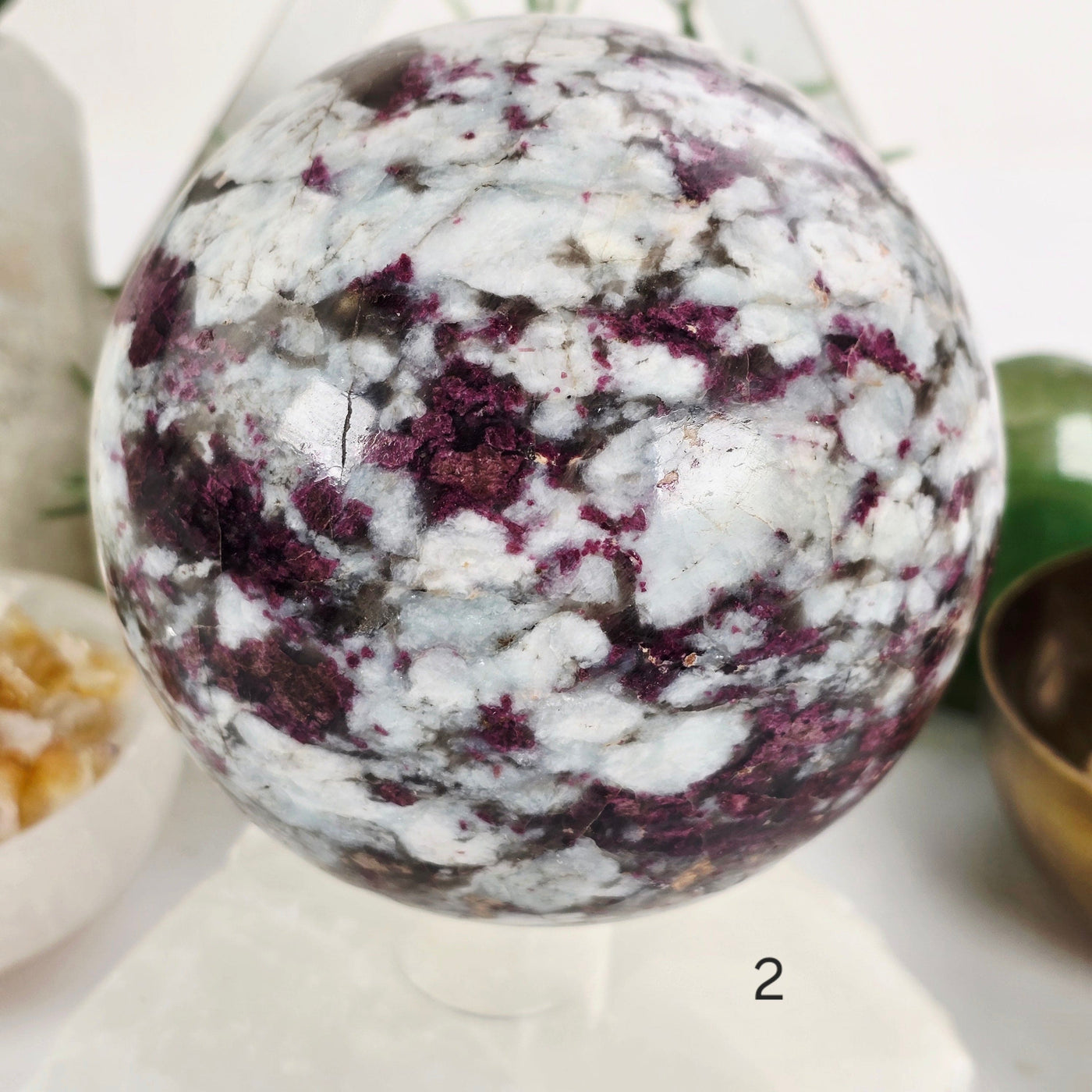 Pink Tourmaline with Aquamarine Crystal Sphere - You Choose variant 2 labeled