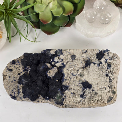 Blueberry Fluorite Crystal Cluster on Matrix - Rare Find top view