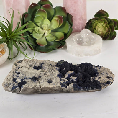 Blueberry Fluorite Crystal Cluster on Matrix - Rare Find back view