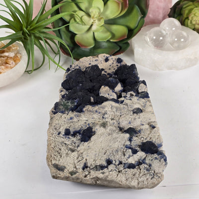 Blueberry Fluorite Crystal Cluster on Matrix - Rare Find side view