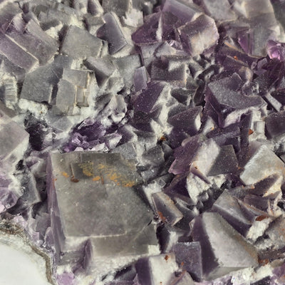 Purple Cubic Fluorite Crystal Cluster on Matrix #1 closeup for detail