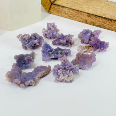 grape agate clusters on white background