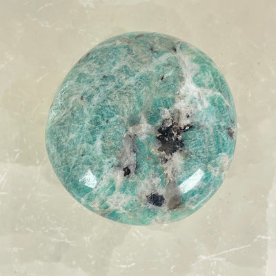 Amazonite Polished Crystal Palm Stone - One-of-a-Kind front top view