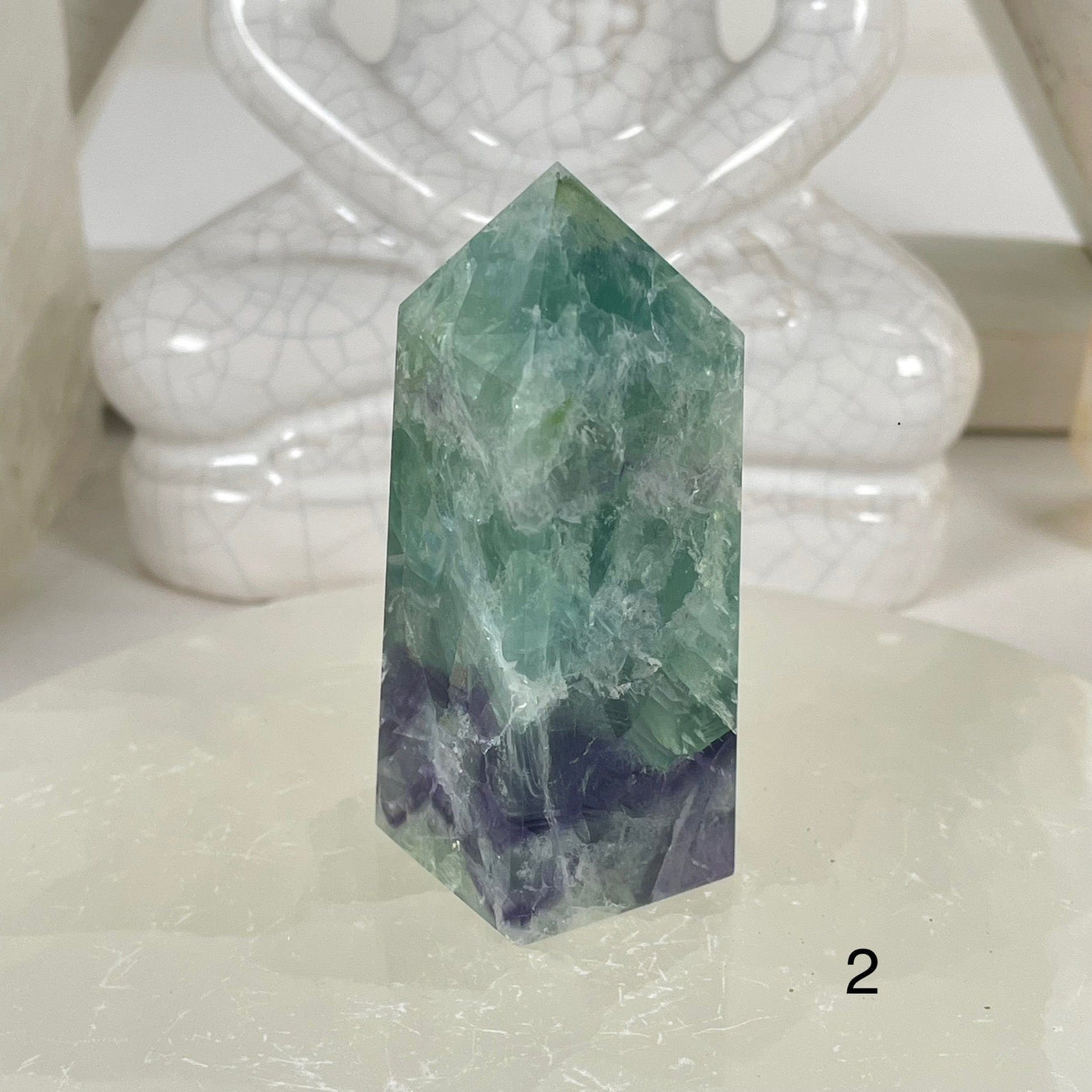 Rainbow Feathered Fluorite Crystal Point - You Choose variant 2 labeled