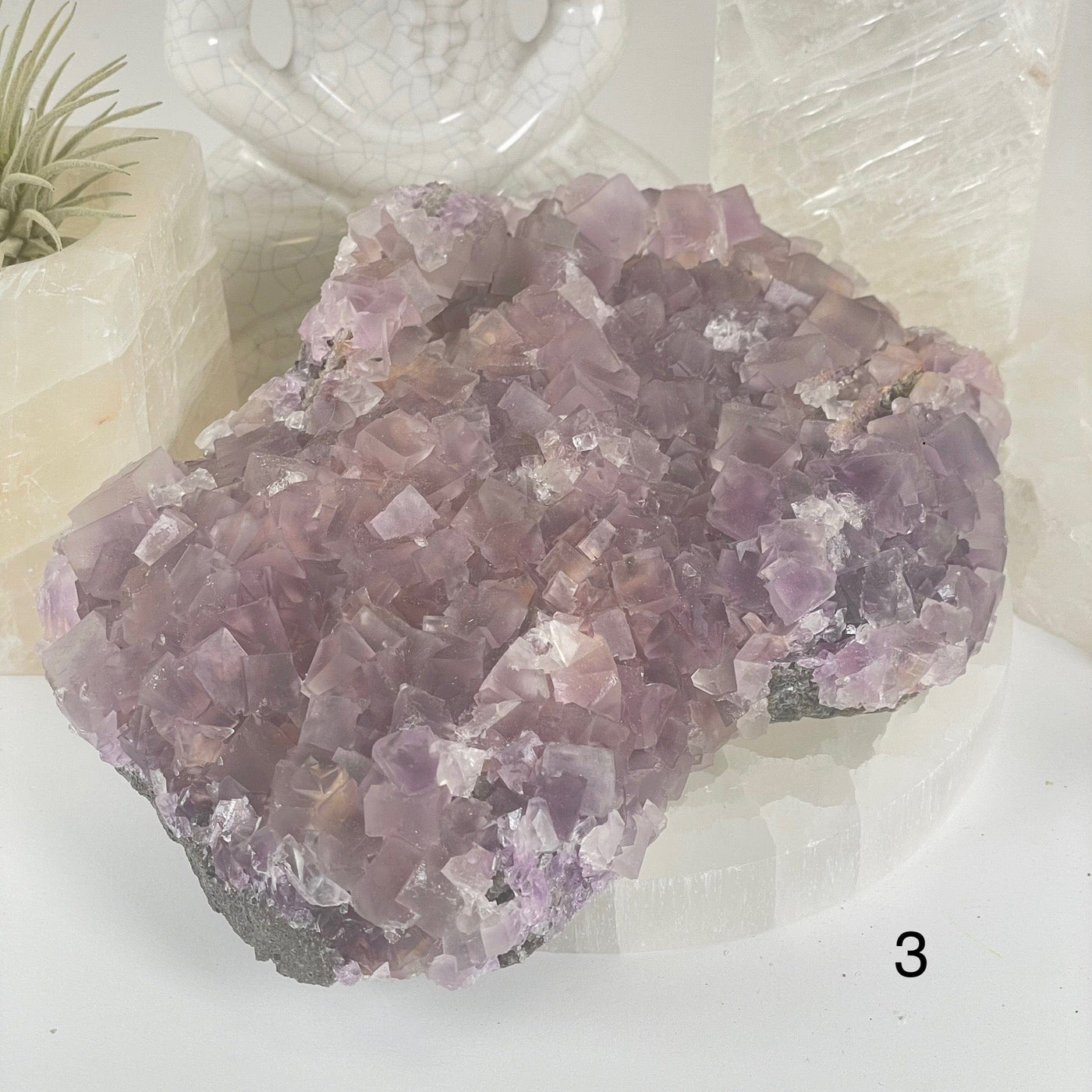 Purple Cubic Fluorite Crystal Cluster on Matrix - You Choose variant 3 labeled