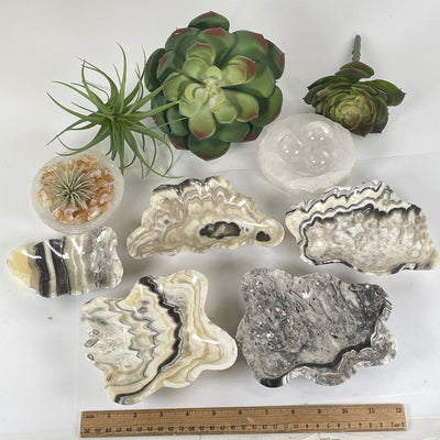 Mexican Onyx Small Bowl - Crystal Dish - You Choose #2 all variants with ruler for size reference